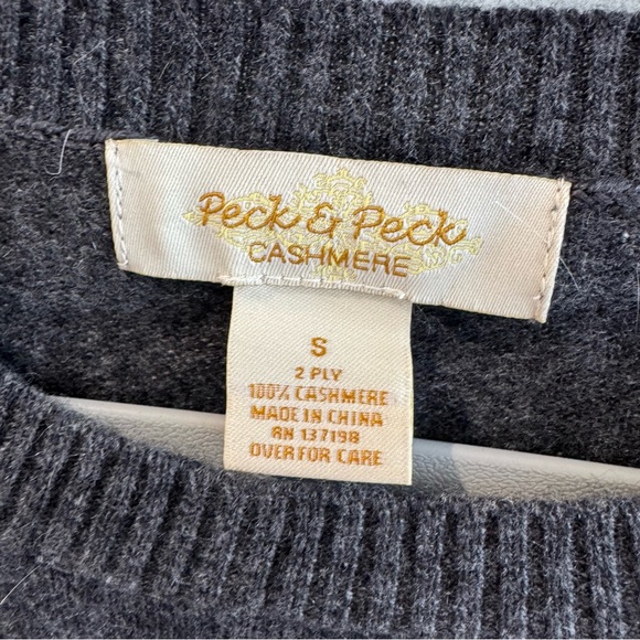 Peck & Peck 2 Ply 100% Cashmere Gray Zebra Sweater Small - Picture 2 of 3